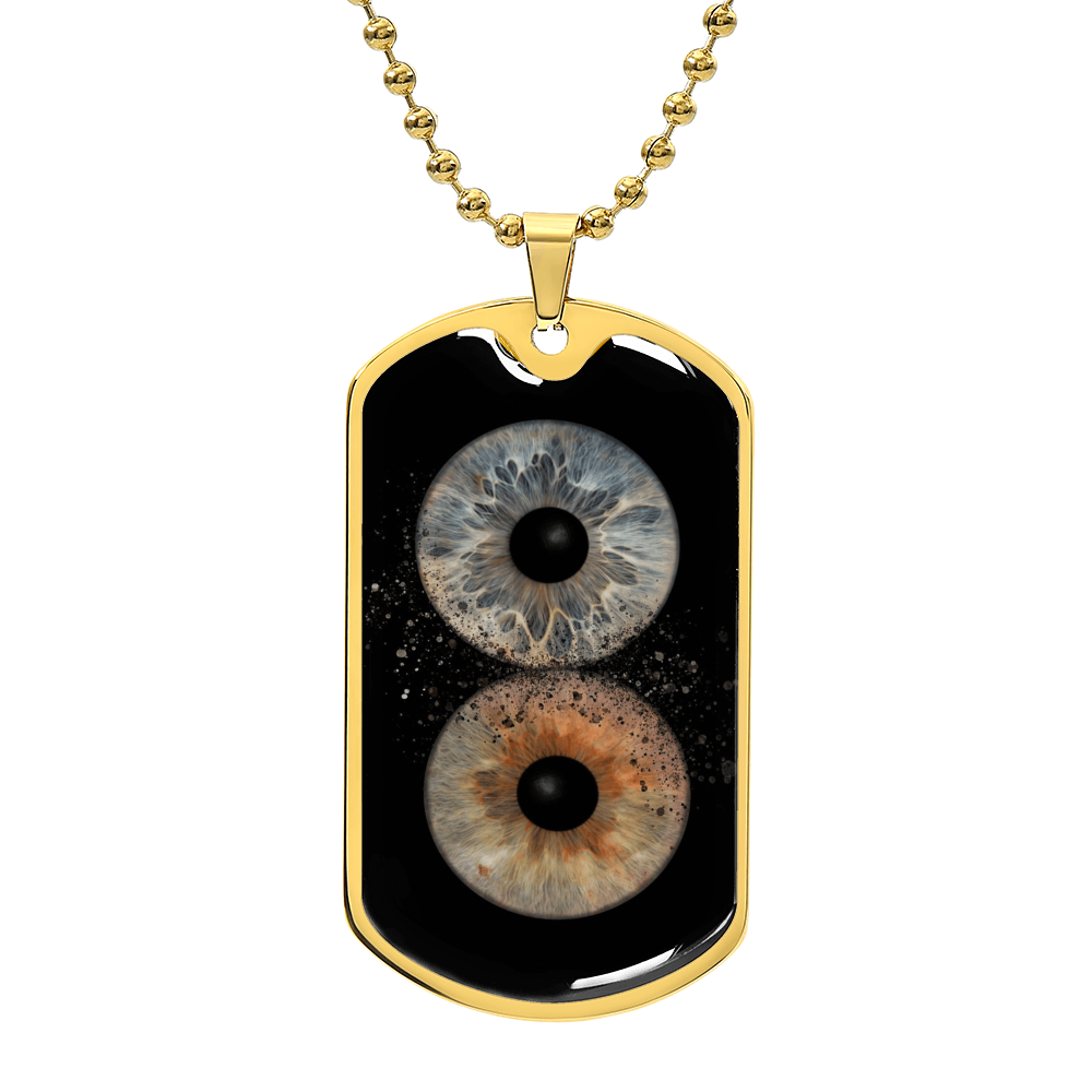 Personalisierte Paar-Halskette mit Iris-Fotos - Gold