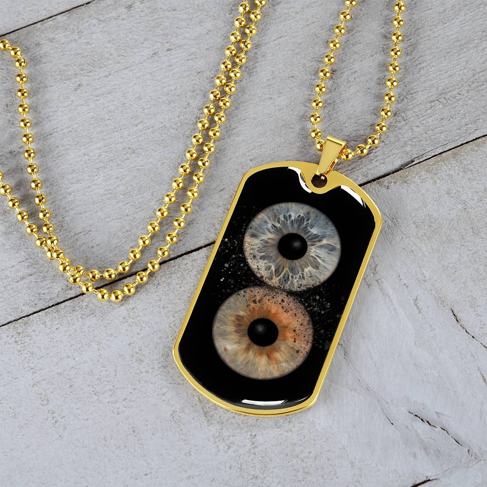 Personalisierte Paar-Halskette mit Iris-Fotos - Gold
