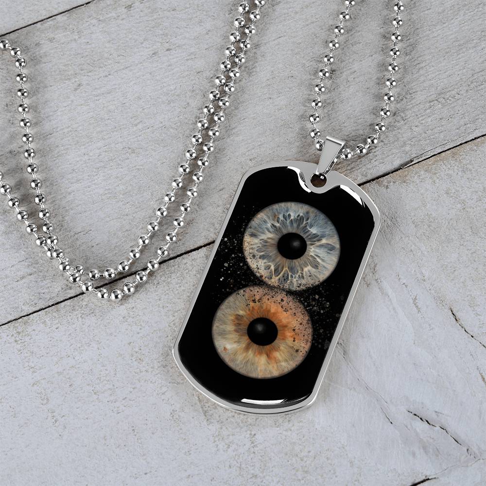 Personalisierte Paar-Halskette mit Iris-Fotos - Silber